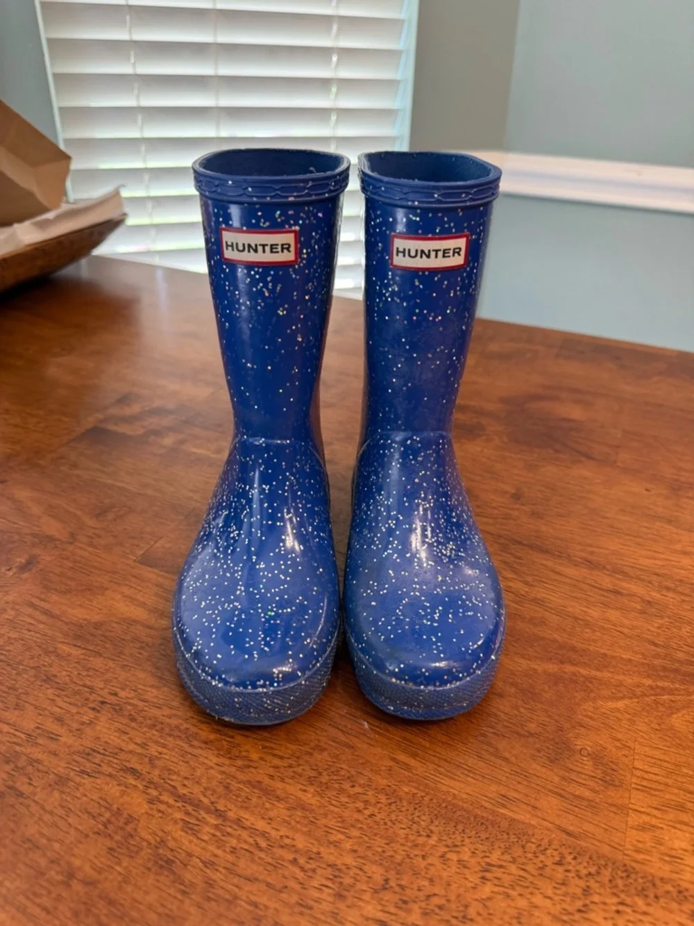 Hunter Kids First Classic Giant Glitter Rain Boots Blue Size 13/1
